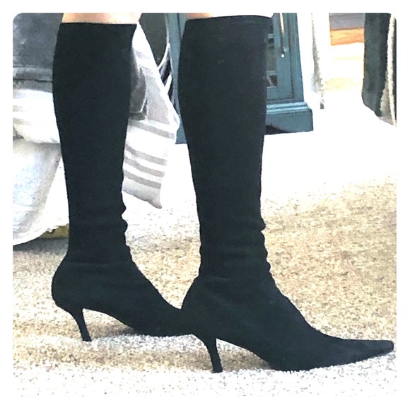 Stuart Weitzman Shoes - Stuart Weitzman Black Suede Stretch Pull-On boots